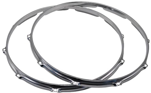 Asyduey 2Pcs 14in 10 Hole Snare Drum Hoop Ring Rim Aluminum Alloy Snare Drum for Performance Travel