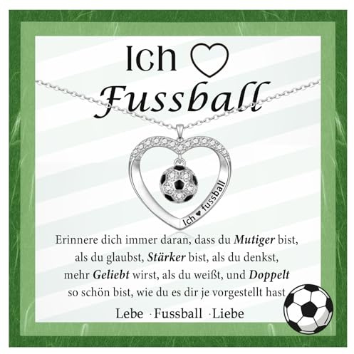 FAOMZQ Fussball Geschenk für Mädchen, Fußball Halskette für Tochter Schwester Enkelin Nichte Patentochter, Fussball Geschenke zum Geburtstag Weihnachten Schulanfang Abschluss Einschulung Kommunion