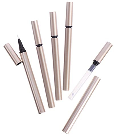 Cabilock Leere Eyeliner Tuben 1 Ml Nachfüllbar Klein Mattgold Selbstgemacht Eyelinerbehälter für Flüssigen Eyeliner Kosmetikstudio Zubehör 5 Stück
