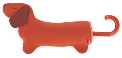 balvi Regenschirm Teckel Braun Farbe Regenschirm in Form eines Dackels mit Hülle Nylon