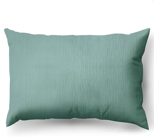 PinkZebra 20 x 30 cm Bio-Musselin Kopfkissenbezug, ÖkoTex Zertifiziert, Kopfkissenbezug aus 100% Organik Baumwolle, Musselin Kissenhülle, Bezug mit Reißverschluss, Made in EU, Smaragd