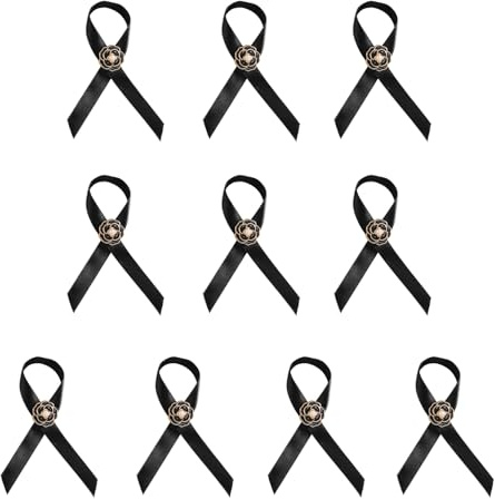 10-teilige Trauer Band Brosche, modische Anstecknadel, formelle Anlässe, Outfit Verstärker für Trauer, Erinnerung, schwarze Band Brosche