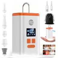 Electric Air Pump for Inflatables, 5000mAh Portable Electric Pump with 5 Nozzles/LED Light/Hanging Hook,4.8kPa 310L/Min,Mini Air Pump for Airbed, Air Mattress,Pool Toys,Vacuum Bags