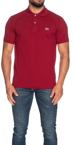 Lacoste Herren Polo-Shirt Kurzarm L1212, Männer Polo-Hemd,2 Knopf,Regular Fit,Rot,3