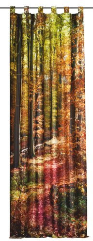Home Fashion 48035-811 Schlaufenschal Digitaldruck Waldorf, Natur/Dekostoff-Seidenoptik 245 x 120 cm