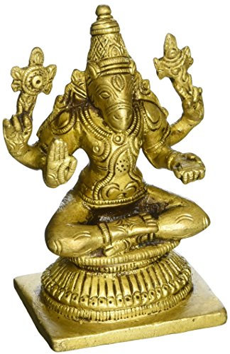 gangesindia Lord Varaha DEV Messing Statue 02073 (8,9 cm H x 6,3 cm W x 3,8 cm D) Gold