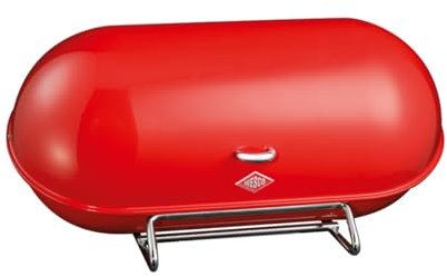 WESCO Brotkasten Breadboy mit klapperfreiem Schwenkdeckel in der Farbe rot, pulverbeschichtetes Stahlblech, Lüftungslöcher und stabiler Handgriff