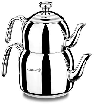 Korkmaz Droppa Midi Tea Pot Set/Caydanlik Takimi Teekocher, Edelstahl, Mehrfarbig, cm, 48 x 48 x 48 cm, 4 Einheiten