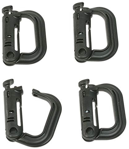 valonic Molle Karabiner - Plastik Karabinerhaken für Rucksack, Gürtel - 4 Stück, schwarz, Molle Zubehör, Grimlock grimloc