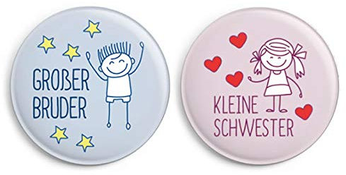 dabelino | Button-Set Ø 32mm: Kleine Schwester/ Großer Bruder (Anstecker/ Pin)