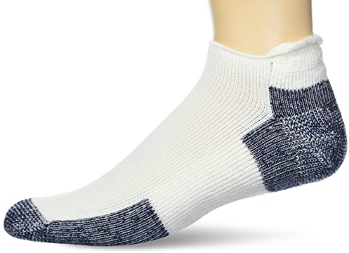 Thorlos Herren J Maximum Cushion Running Socks J Rolltop Laufsocken, weiß/Marineblau, X-Large