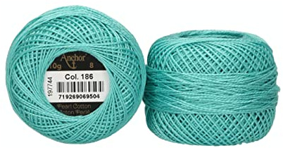 ANCHOR Pearl Yarn, Thickness: 8, Packaging: 10G, Running Length: 82M seegrün Embroidery Threads