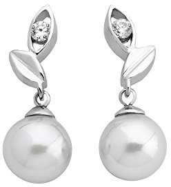 Majorica kurz, Ohrstecker, 8 mm, rund, mit Perlen und Zirkonia weiß