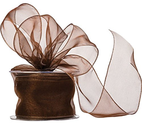 Truly Madly Deeply Chocolate 60mm Wide x 20 Metre Long Reel of Wired Organza Ribbon. Great for Birthday Decoration, Gift wrap, Christmas Ribbon, Wreath Making Supplies, DIY Crafting