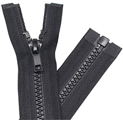 YaHoGa 2 Stück 65 cm Reißverschluss Kunststoff 5mm teilbar Reissverschluss Reißverschluss für Jacken Schwarz (65 cm)