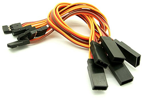 VUNIVERSUM 4X Stück Premium JR Servo Kabel Verlängerung Servokabel Verlängerungskabel Male to Female inkl. Graupner Kompatibel Stecker zu Buchse 10cm 26AWG 3PIN 3 Adrig Flach Mr. Stecker Modellbau®