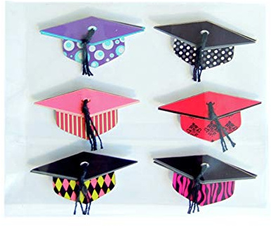 6 Assorted Graduation Hat Card Making Craft Embellishments