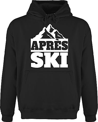 Hoodie Herren Pullover Männer - Skiurlaub Apres Ski - Après-Ski Motiv mit Bergen - L - Schwarz - après-ski-Pullover Skifahrer Pulli Party Outfit skioutfit Hoody hüttengaudi apre apreski