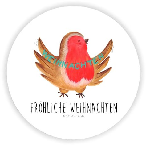 Mr. & Mrs. Panda Kühlschrankmagnet Rotkehlchen Weihnachten - Geschenk, Winter, Magnete, Frohe, kühlschrankmagnete, Weihnachtsgruß, Heiligabend, Vogel, rundmagnet