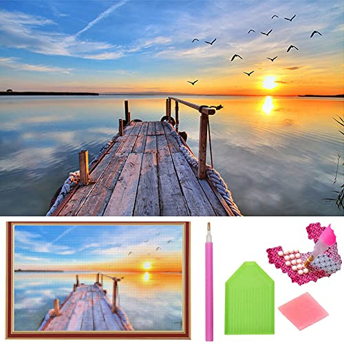 5D Diamond Painting Set, DIY Cross Stitch Stickerei Malerei Kiss, Under Collier Diamant Sonnenuntergang, DIE Malerei Strass Kit, DIY Malerei Strass Rhinestone Kit, für Wanddekoration(40 x 30cm)