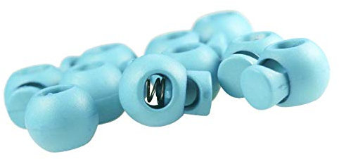 10 Einloch-Kordelstopper Kordelenden Kordelklemme rund 15x19mm, Farbwahl, Farbe:hellblau