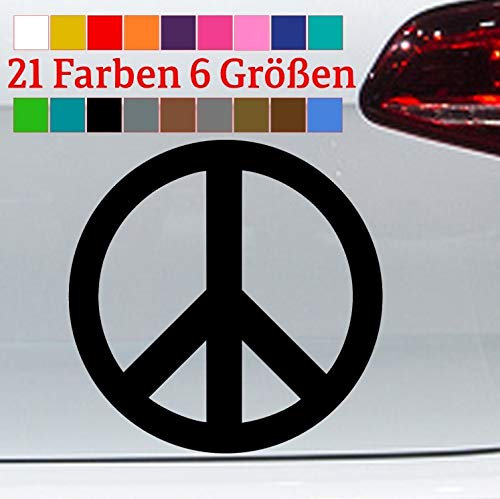 generisch Peace Aufkleber Friedens Zeichen Sticker Punk 80er Hippie Flower Power Vinyl JDM in 6 Größen und 21 Farben