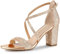 Allegra K Women's Glitter Crisscross Strap Block Heels Sandals Rose Gold 4 UK/Label Size 6 US
