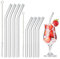 Lot de 8 Pailles en Verre Réutilisables - 4 de 20 cm et 4 de 15 cm, Incurvées, Transparentes avec 2 Brosses de Nettoyage pour Cocktails, Smoothies et Jus