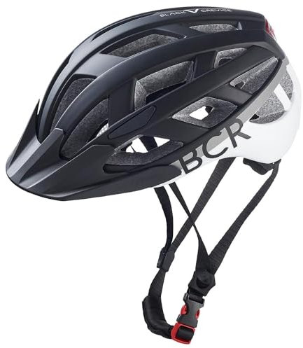 Black Crevice Fahrradhelm mit LED Rücklicht, Black/White, L (59-61 cm)…