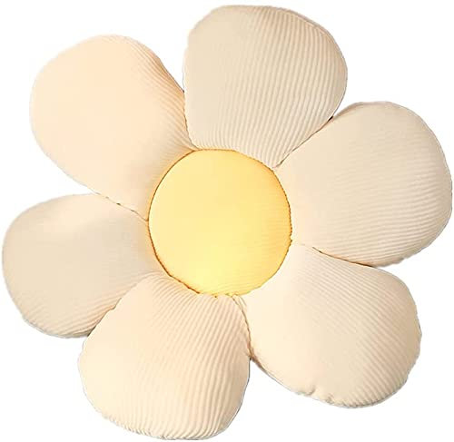 Zinsale Niedliches BlumenBodenkissen, Überwurfkissen, IndieRaumdekoration, Kissen für Teenager, Tweens, Mädchen, Plüsch, Stofftier für Kinder, Lesen, Necke,Schlafzimmer (Beige + Gelb, 50cm)