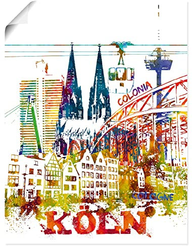 ARTLAND Wanddeko Poster & Kunstdrucke Wandposter DIN A3 Gemälde Pop Art Köln Stadt Kölner Dom Bunt U2ZU