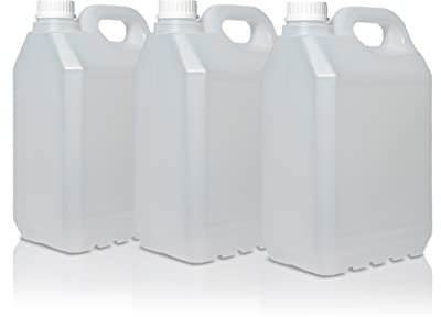 Pack de 3 Garrafas de plástico de 5 litros Apto para Uso alimentario, bidón, Tangue, Jarra, Ideal para almacenar y Transportar Agua, Bebidas, líquidos.