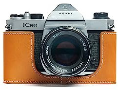 Handgefertigt aus echtem echtem Leder halbe Kamera Tasche Tasche für Pentax K1000 Sandy Brown