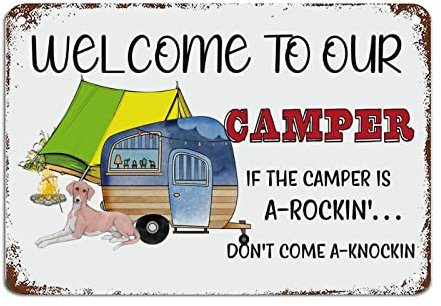 Metallschild Welcome to Our Camper von Camping Vibes Only, Camper, Dekoration, Sommerurlaub, Vintage-Wandkunst, Ruhestand, Dekoration für Schlafzimmer, Wohnzimmer, Küche, Veranda, Geschenke für