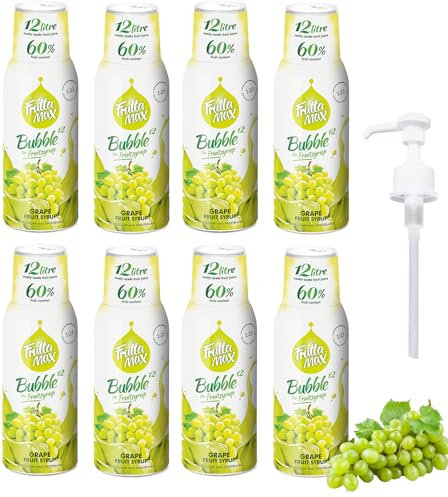 Sirop FruttaMax Raisin | Moins de sucre | 60% de concentré de fruits réels | Compatible avec machine à soda 8 x 500 ml