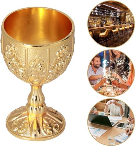 Antiker Goldbecher,2 Stück 30 ml Vintage Weinglas Kelch Kelchgläser Whisky Gläser, Gold Weinbecher Schnapsgläser Weinkelch Retro Weinkelch Ornamente für Home Bar Dekoration(Gold)