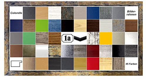 Colorello Deluxe Bilderrahmen Posterrahmen 50x100 cm Panorama und Quadrat Formate Blaugold Meliert klares Kunstglas