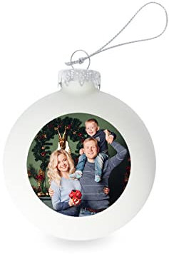 GE24 Weihnachtskugel individuell mit ihrem Text oder Foto - Ø 9cm aus Glas - Christbaumkugel mit Digitaldruck (Seidenmatt) (Weiß, 12)