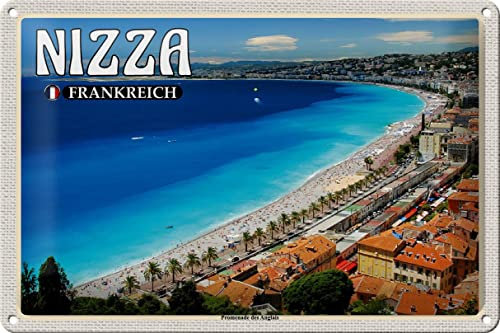 FEMER Blechschild Reise 30x20cm Nizza Frankreich Promenade des Anglais