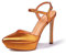 GENSHUO Platform High Heels for Women Ankle Strap Stiletto Sandals Sexy Pointy Toe Court Shoes, Orange, 6.5 UK