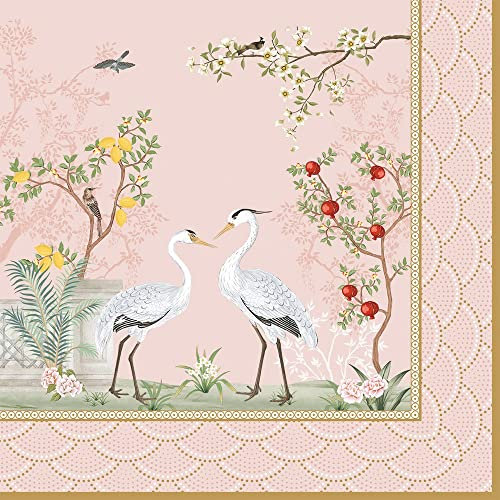 20 Servietten Kraniche im rosa Paradies | Asien | asiatisch | Tiere | Tischdeko | Decoupage | Serviettentechnik 33x33cm