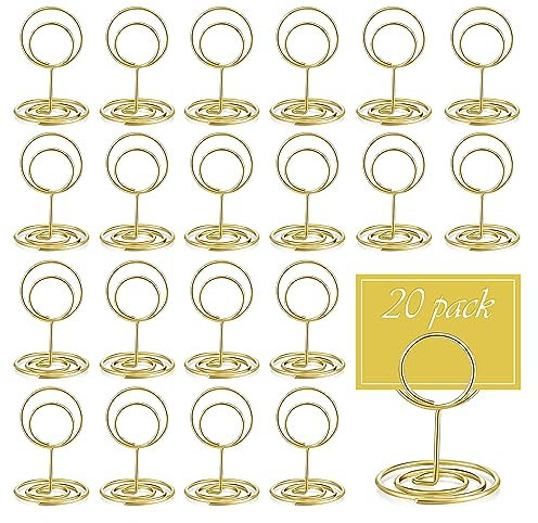 20 Stück Gold Tischkartenhalter, 5cm Höhe Fotohalter Kartenhalter, Tischnummernhalter Metall, Tischnummernständer für Hochzeiten, Platzkartenhalter Memohalter, Clips für Hochzeitsfeier, Abschlussfeier
