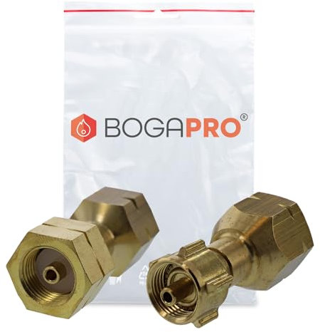 BOGAPRO Adapter für USA/UK Gasregler (POL) an deutsche Propangasflaschen Polybeutel, für Gasgrills mit Druckminderer mit POL-Anschluss aus USA, UK, Australien