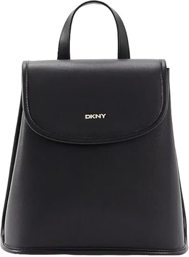 DKNY Damen Brook Leather Backpack Rucksack, Schwarz/Gold, Einheitsgröße