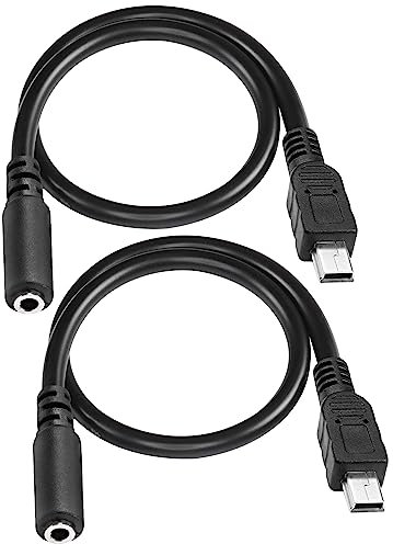 MEIRIYFA Mini USB macho a 3,5 mm de cable de audio, Mini USB macho a hembra de 3,5 mm TRRS 4-Pole Jack Adapter Cable - 33 cm (2 Pack)