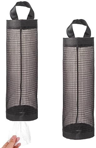 Shenlong 2pcs Black Plastic Bag Holder Hanging Mesh Storage Bags