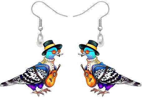 DALANE Acryl Anime Hawaii Taube Ohrringe Baumelnd Tropfen Zylinderhut Vogel Tiere Schmuck für Frauen Mädchen Kinder Geschenke Partei Begünstigungen Reize (Schwarz)