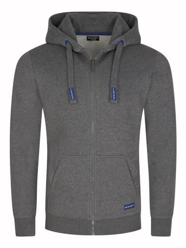 DENIMFY Sweatjacke Herren mit Kapuze Reißverschluss Regular Fit DFLeo Kapuzenjacke, Größe:XL, Farben:Grey Melange Standard 2 (63300)