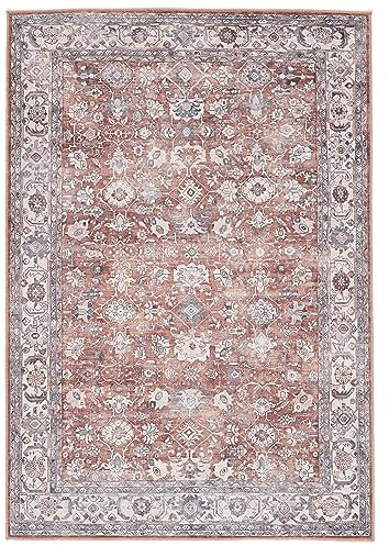 RugVista, Galore Oriental, Teppich, 120 x 180 cm, Rechteck, Kurzflor, Modern, Oeko-TEX Standard 100, Wohnzimmer, Schlafzimmer, Esszimmer/Küche, Flur, Büro, Nur chemisch reinigen, Terracotta/Beige