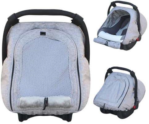 Fairy Baby Autositzbezug, Winter, atmungsaktiv, weiches warmes Lammwollfutter, regen- und schneeabweisend, universelle Passform für Babyschale (graues Netz)